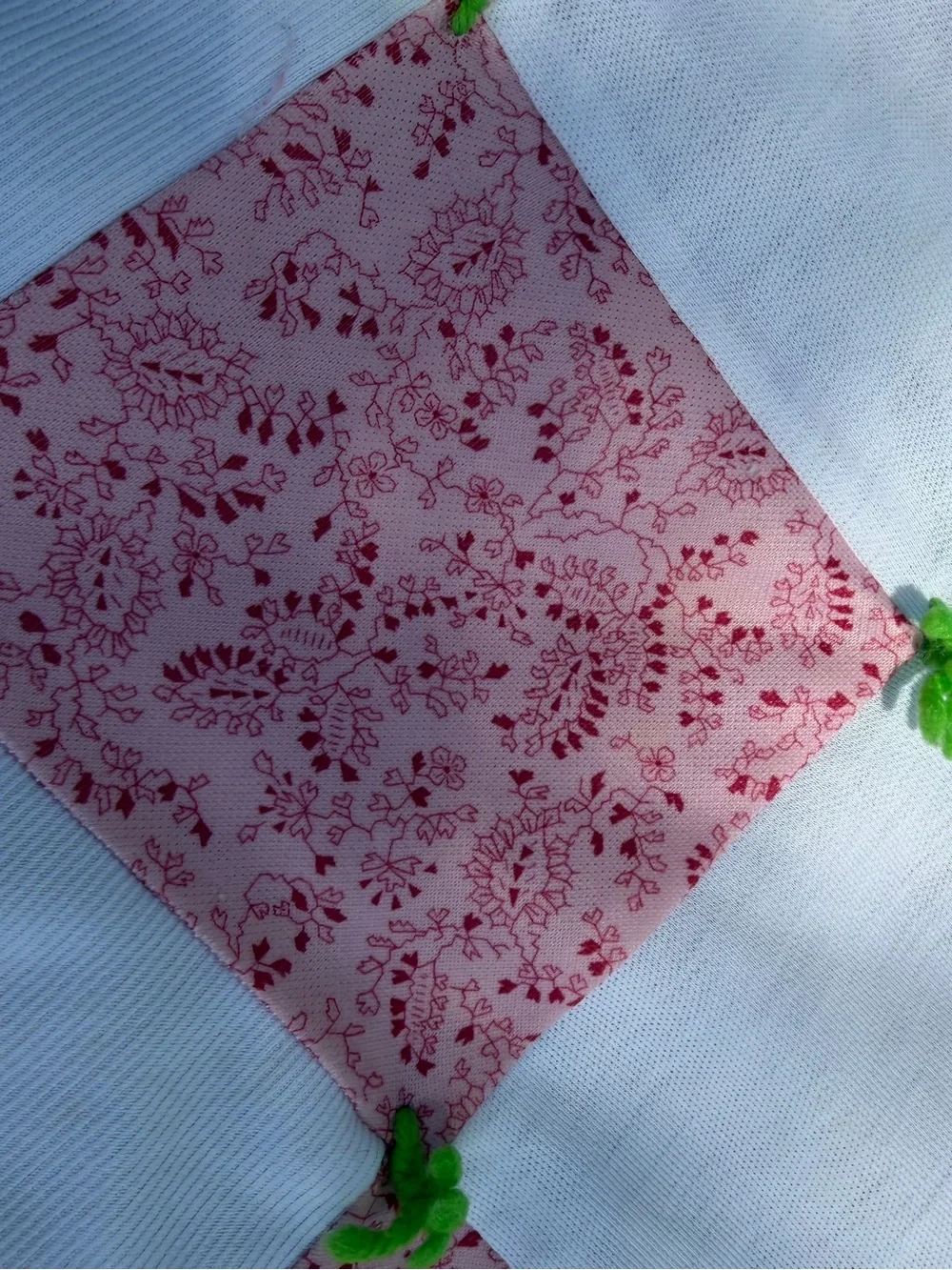 Handmade Patchwork Quilt - Green, Pink & White